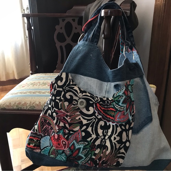 Handmade hobo denim bag - Picture 2 of 4